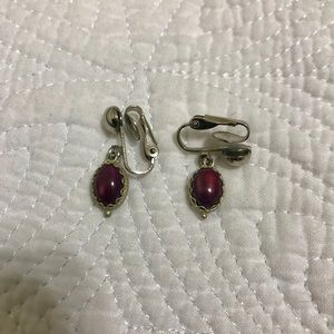 Vintage looking purple/dark violet clip earrings